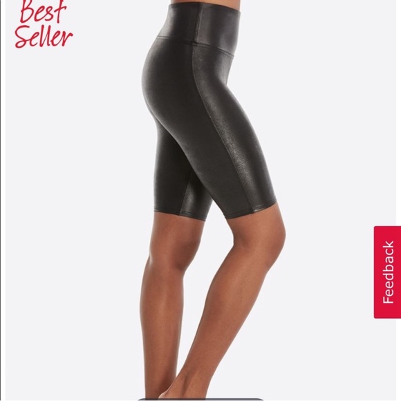 Excellent Pristine SPANX faux leather biker shorts size: medium - Picture 6 of 14